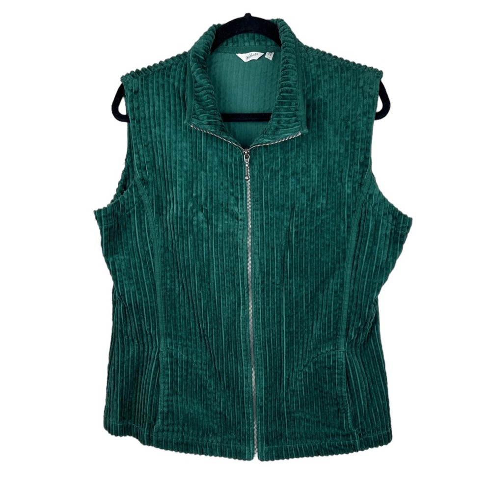 Woolrich Women’s Green Corduroy Ribbed Zip‎ Up
Lightweight Sleeveless Vest Sz L